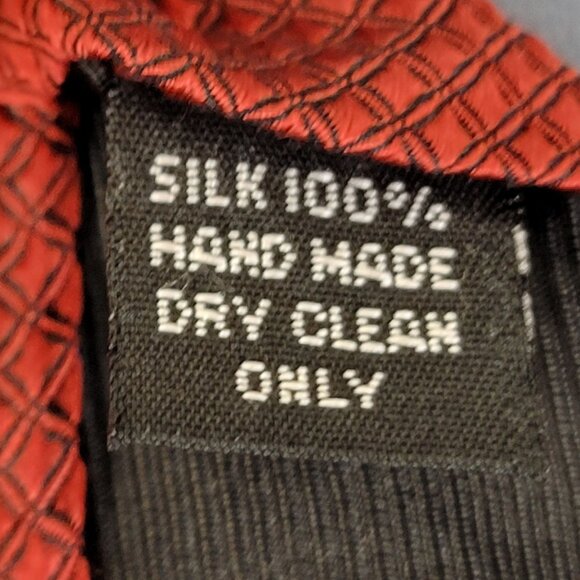 Bocara Vintage Silk Neck Tie Men Accessories Red Black Check Textured Formal - Picture 6 of 14